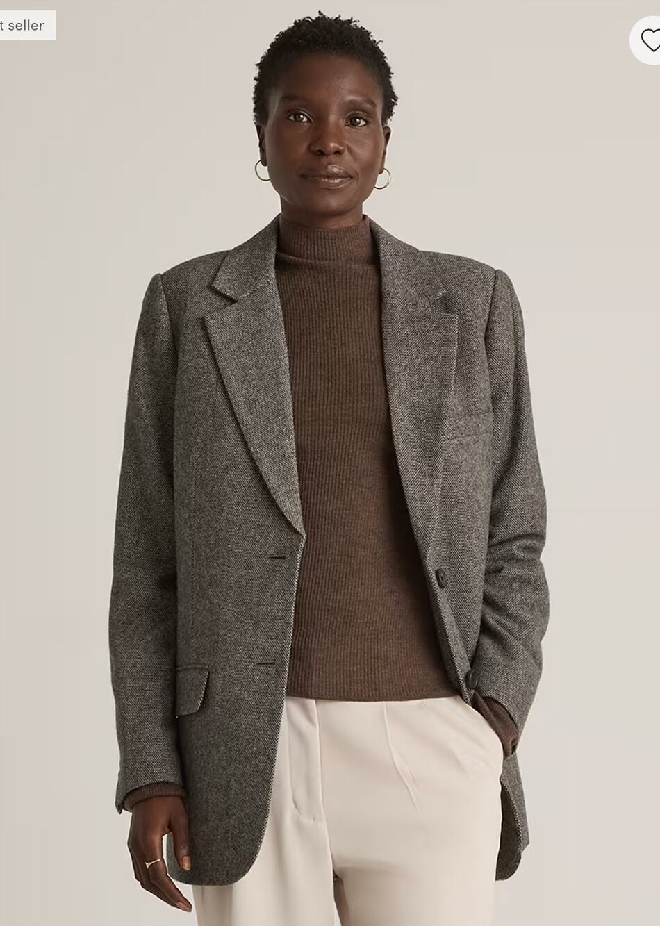Quince Italian Wool Oversized Blazer Preppy Minimalist Classic Capsule